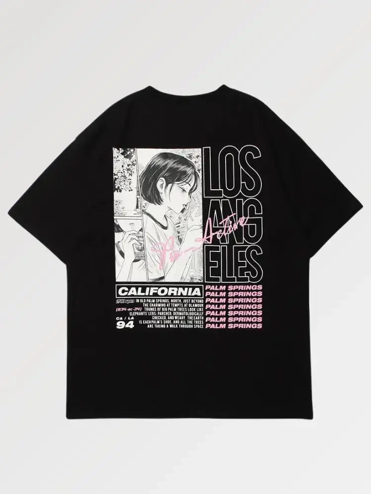 Camiseta Anime Los Angeles - Negro / S