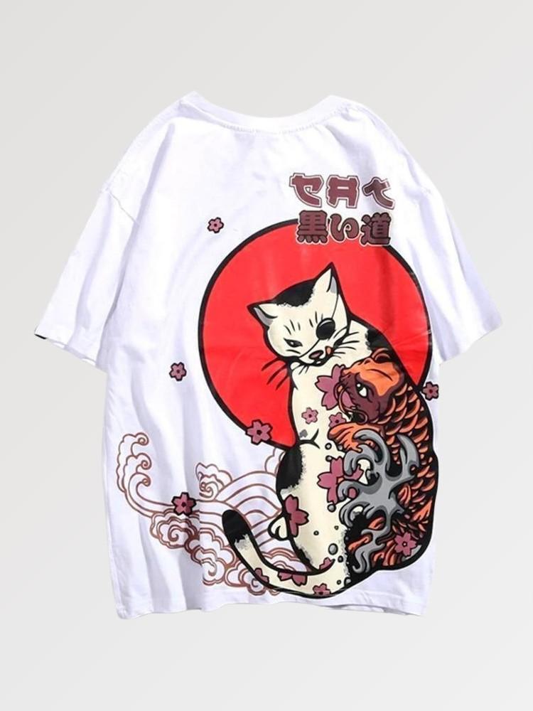 Camiseta Gato Pop Art - Blanco / M