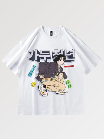 Camiseta Japonesa Anime - Blanco / M