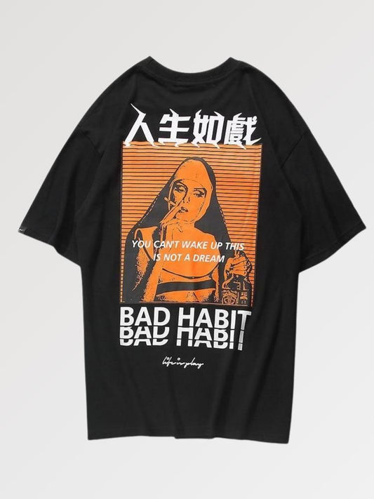 Camiseta Japonesa Bad Habit - Negro / M