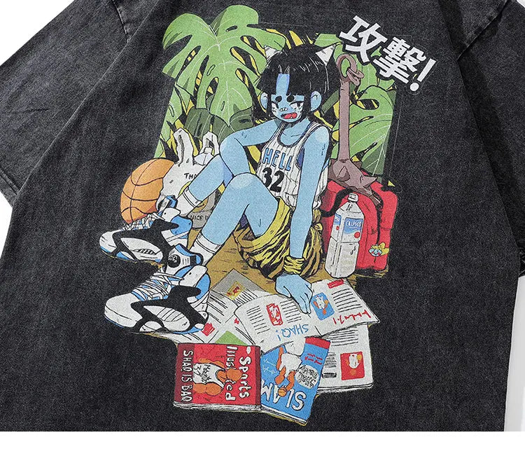 Camiseta Japonesa Demonio Azul