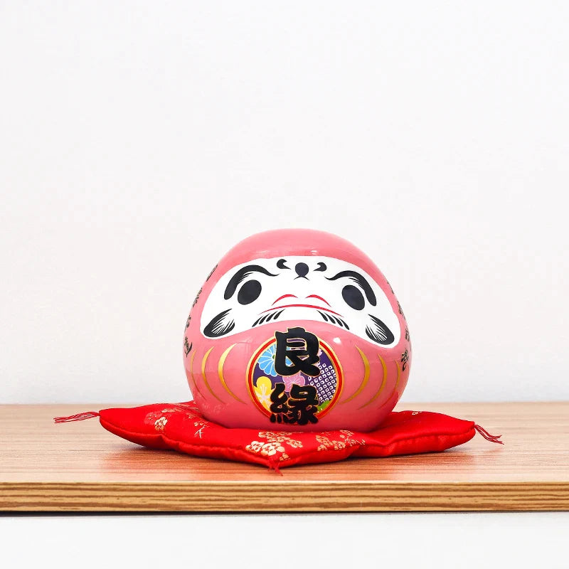 Hucha Daruma con Cojín - 11cm Rosa