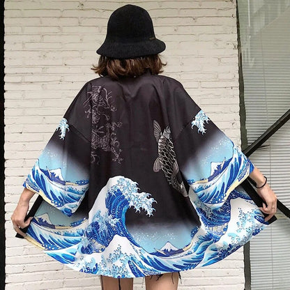 Kimono de Mujer Corto - Olas Japonesas