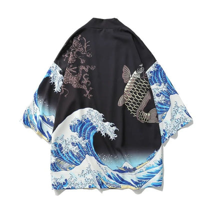 Kimono de Mujer Corto - Olas Japonesas