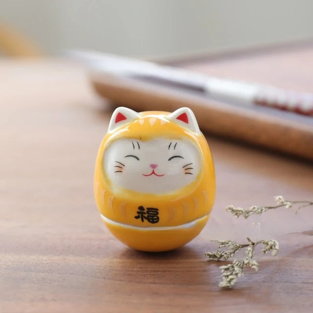 Pequeño Gato Daruma - 4,5cm Amarillo