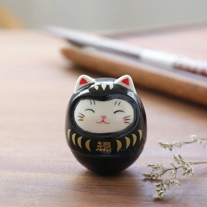 Pequeño Gato Daruma - 4,5cm Negro