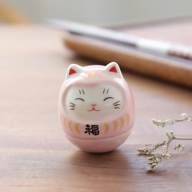 Pequeño Gato Daruma - 4,5cm Rosa