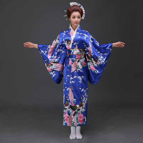 Yukata Mujer - Azul con Flores