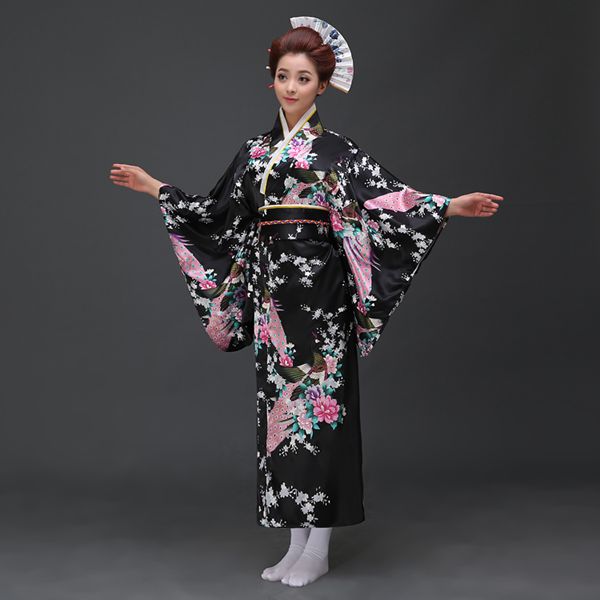 Yukata Mujer - Negro con Flores